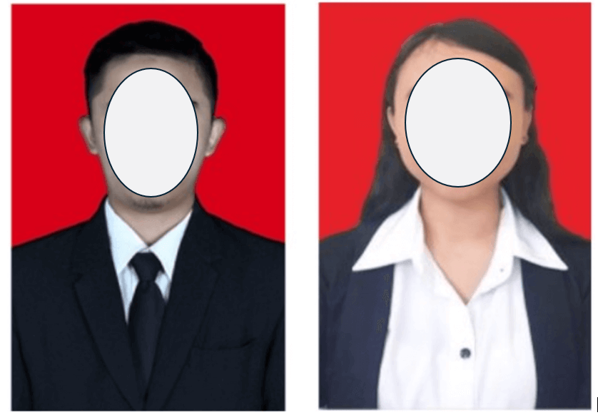 Contoh pas foto sesuai ketentuan PPG: latar merah, kemeja putih, jas hitam